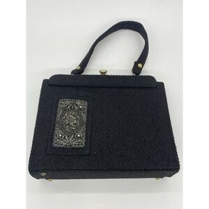 Faye Mell‎ Designs Vintage Black Gold Evening Purse Bag Whimsygoth Party Retro
